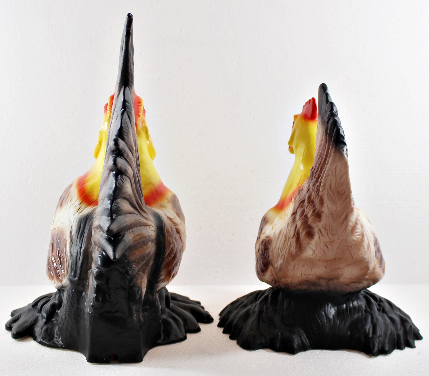 Deko Garten Figur Dekofigur Gartenfigur bunter Hahn und Henne stehend aus Kunststoff als 2-er Satz