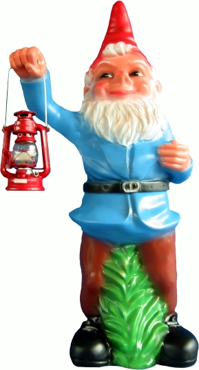 Gartenzwerg mit Lampe Figur XXL-Zwerg stehend H 100 cm großer Zwerg Gartenfigur Kunststoff