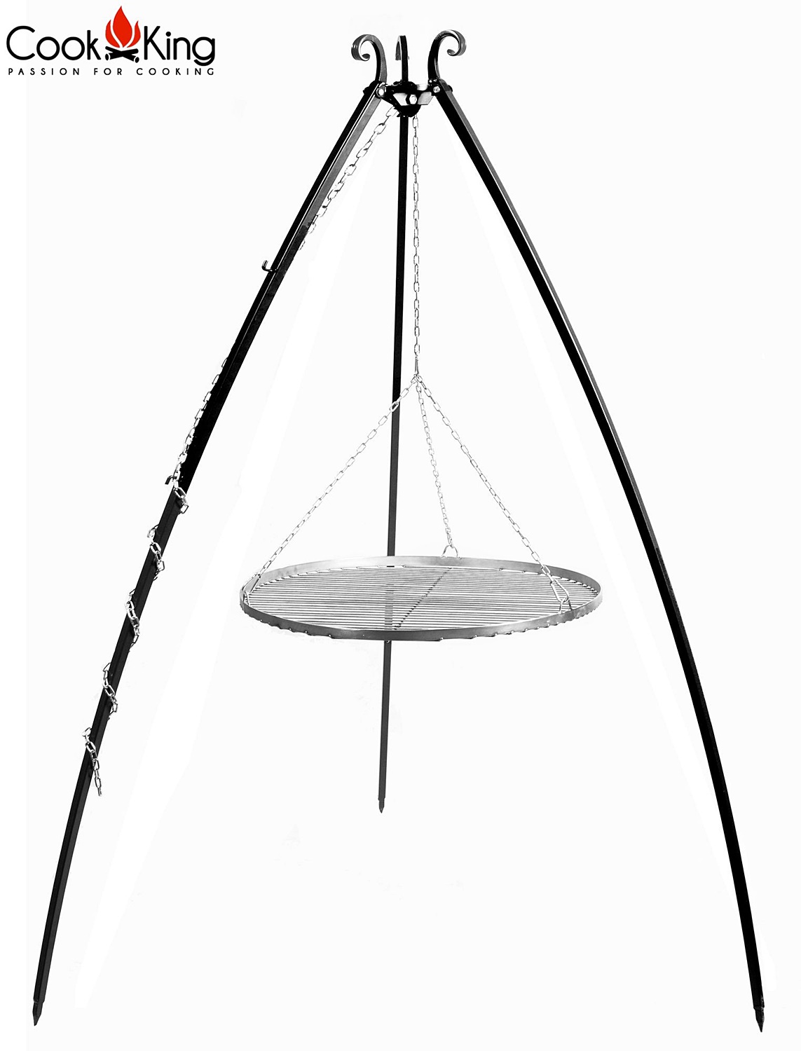 Schwenkgrill H 200 cm mit Grillrost Ø 50 cm aus Edelstahl Dreibein Grill Tripod Grillständer