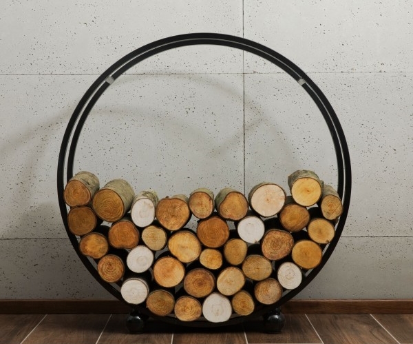 Kaminholzregal "Daisy" H 82 cm Holzregal für Kaminholz Kaminholzablage aus Stahl Kaminholzständer