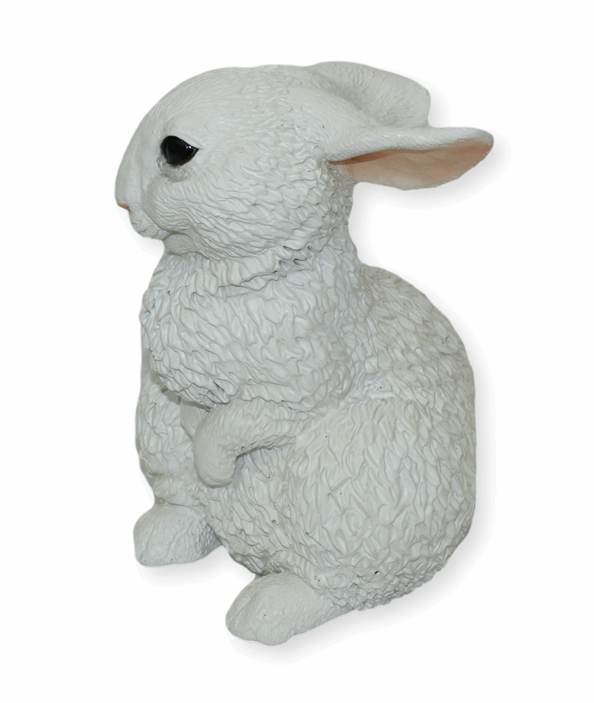 Deko Figur Hase weiß sitzend Kollektion Castagna aus Resin/ Kunststein H 19 cm Tierfigur