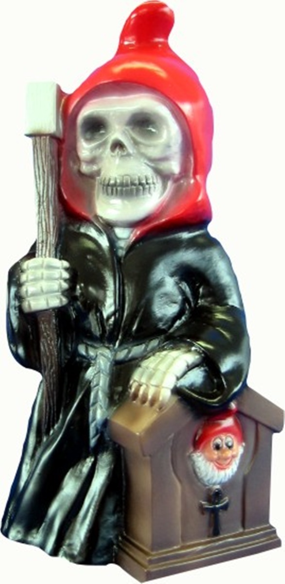 Gartenzwerg Sensenmann Figur Zwerg Tod mit Sense H 34 cm aus Kunststoff