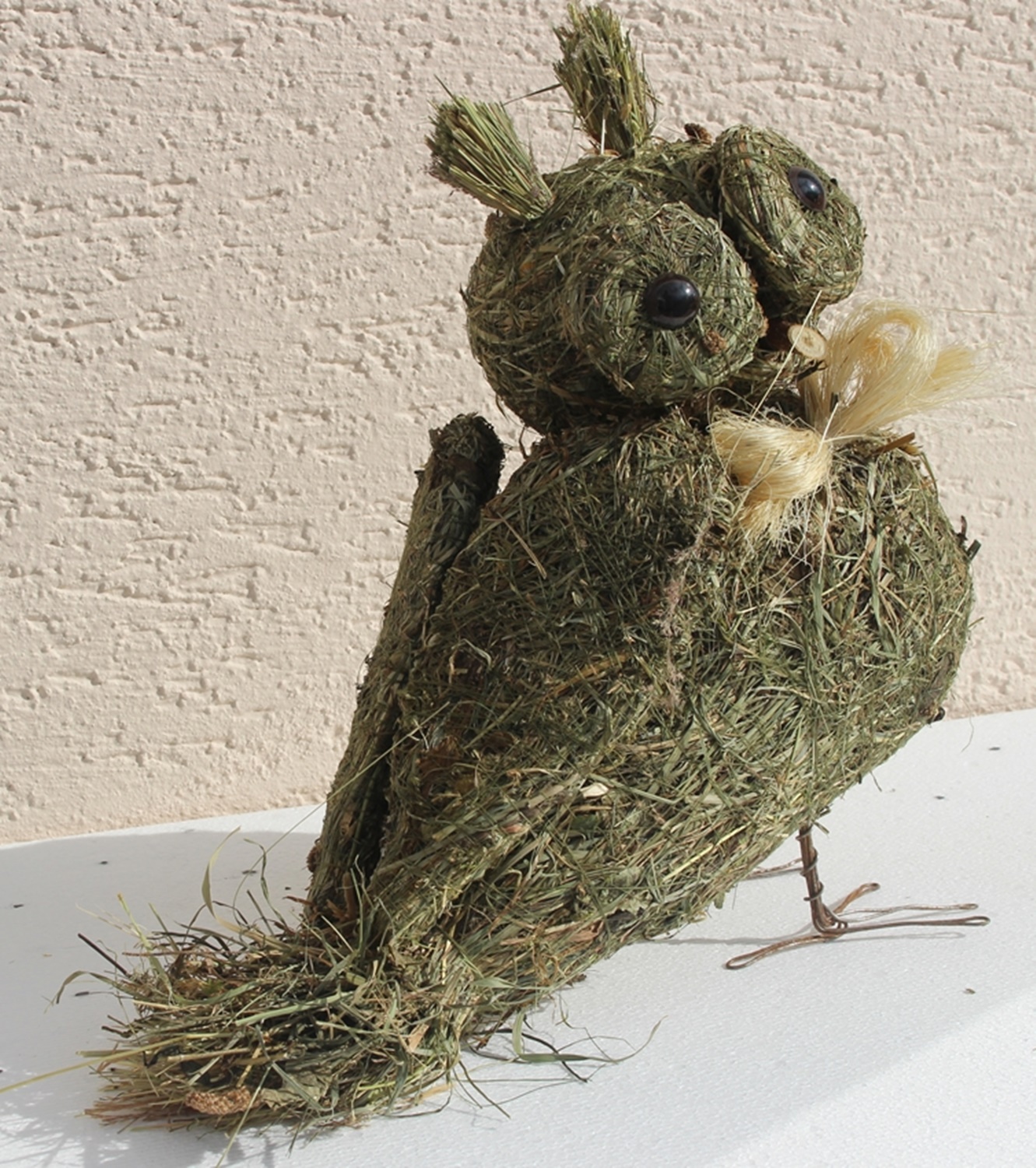 Deko Heu Figur Eule stehend Heueule Höhe 33 cm Tierfigur aus Naturmaterial Heu zum Basteln Heudeko
