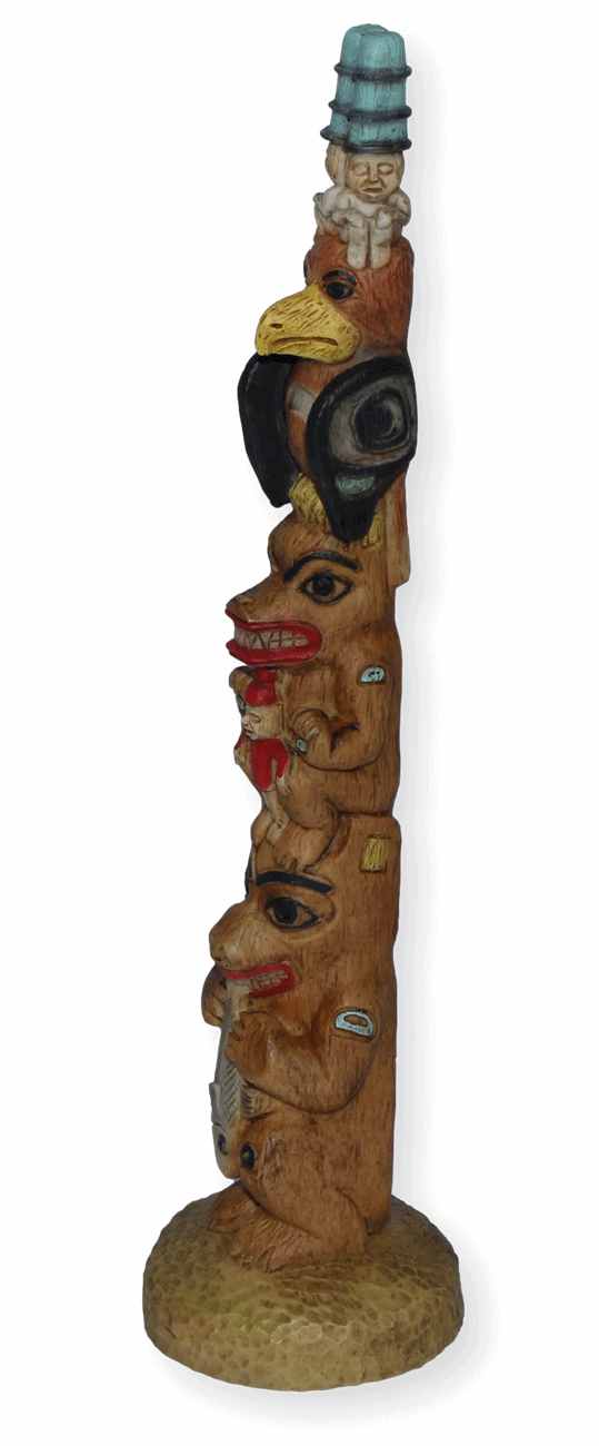 Totempfahl H 25,5 cm Wappenempfahl Indianer Indianerfigur Native American Deko Dekofigur Castagna