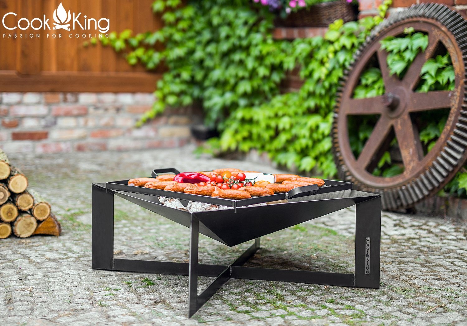 Feuerschale "Cuba" B 70 cm Feuerstelle für Garten aus Stahl Feuerkorb als Wärmequelle oder Grill