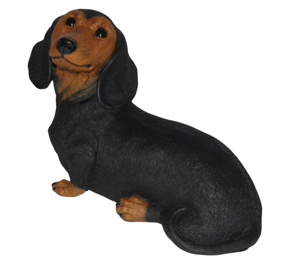 Dekofigur Hund Dackel Dachshund Welpe Hundefigur sitzend Kollektion Castagna aus Resin H 20 cm