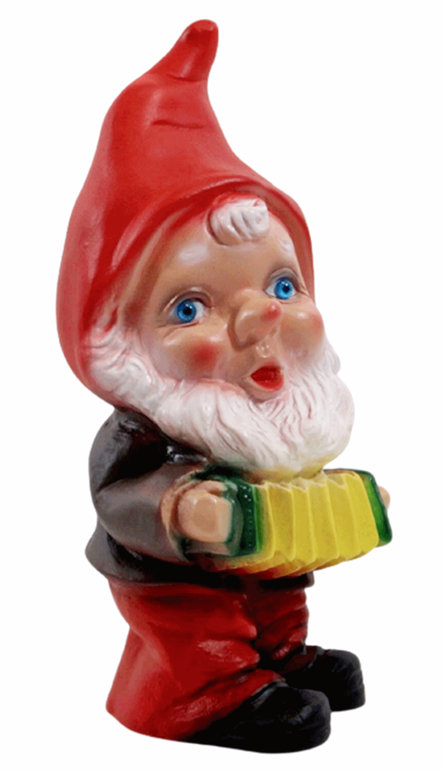 Deko Figur Zwerg H 19 cm Gartenzwerg Musiker mit Harmonika stehend Gartenfigur aus Kunststoff