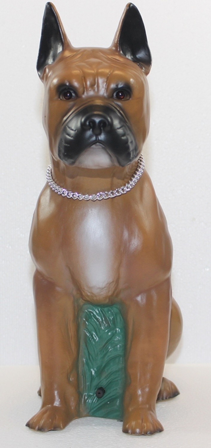 Deko Figur Hund Boxer Dekofigur sitzend H 40 cm Hundefigur mit Scherz Bewegungsmelder Wau-wau