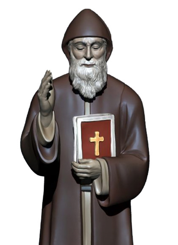 Heiligenfigur Heiliger Benedikt von Nursia H 12 cm Schutzpatron Holzfigur Statue aus Ahornholz