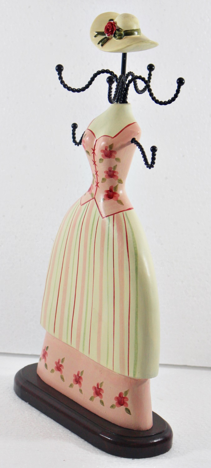 Schmuckbüste Beauty Figur Deko Modefigur Nostalgiefigur weiß rosa Torso mit Blümchen H 30 cm