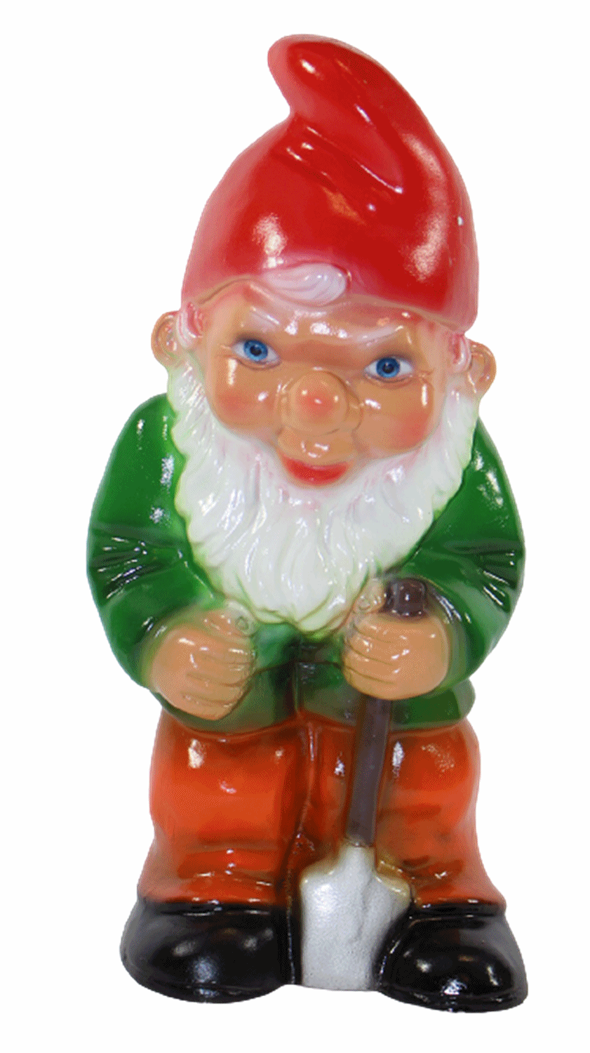 Gartenzwerg Deko Garten Figur Zwerg Gärtner stehend mit Spaten in der Hand aus Kunststoff H 30 cm