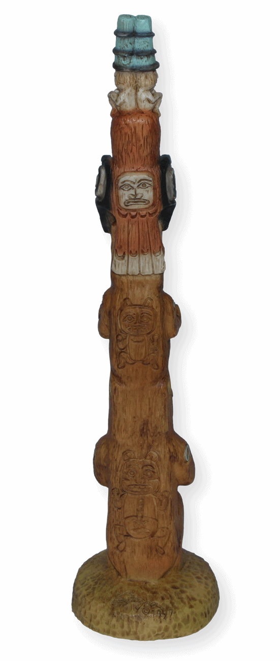 Totempfahl H 25,5 cm Wappenempfahl Indianer Indianerfigur Native American Deko Dekofigur Castagna