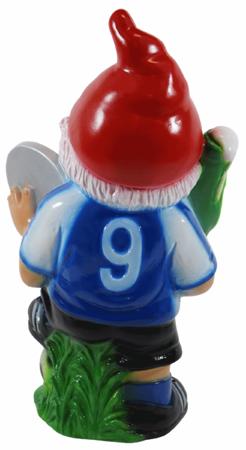 Gartenzwerg Deko Garten Figur Zwerg Sportler Fußballmeister stehend mit Pokal aus Kunststoff H 32 cm