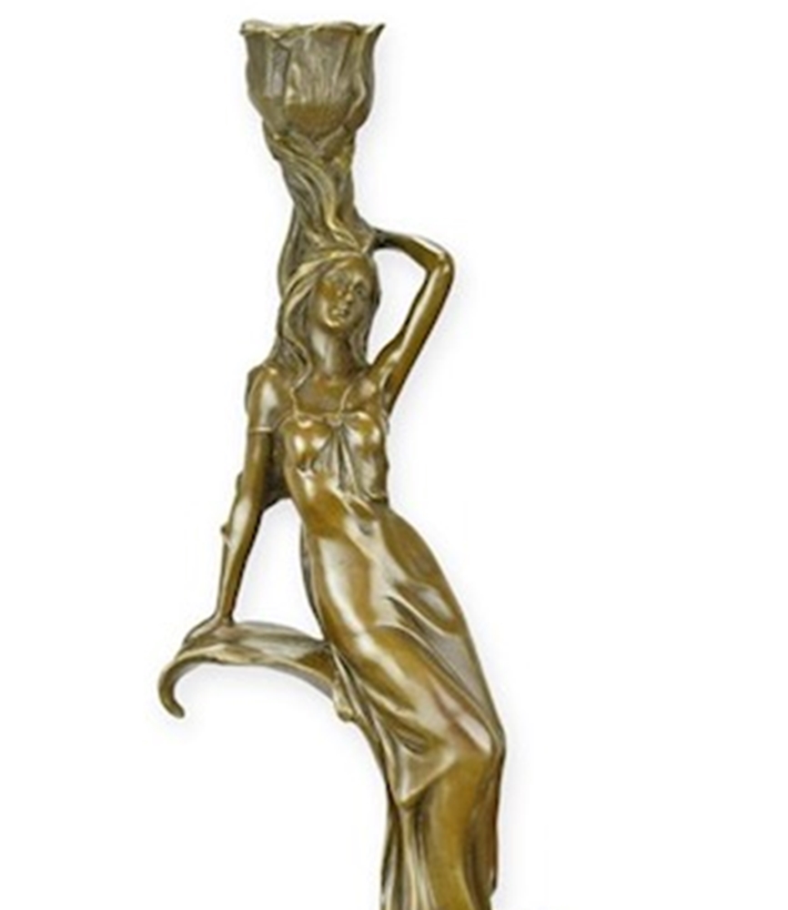 Bronzefigur Bronzeskulptur Bronze Vintage Kerzenständer H 32,5 cm Deko Dekoration Kerzenhalter