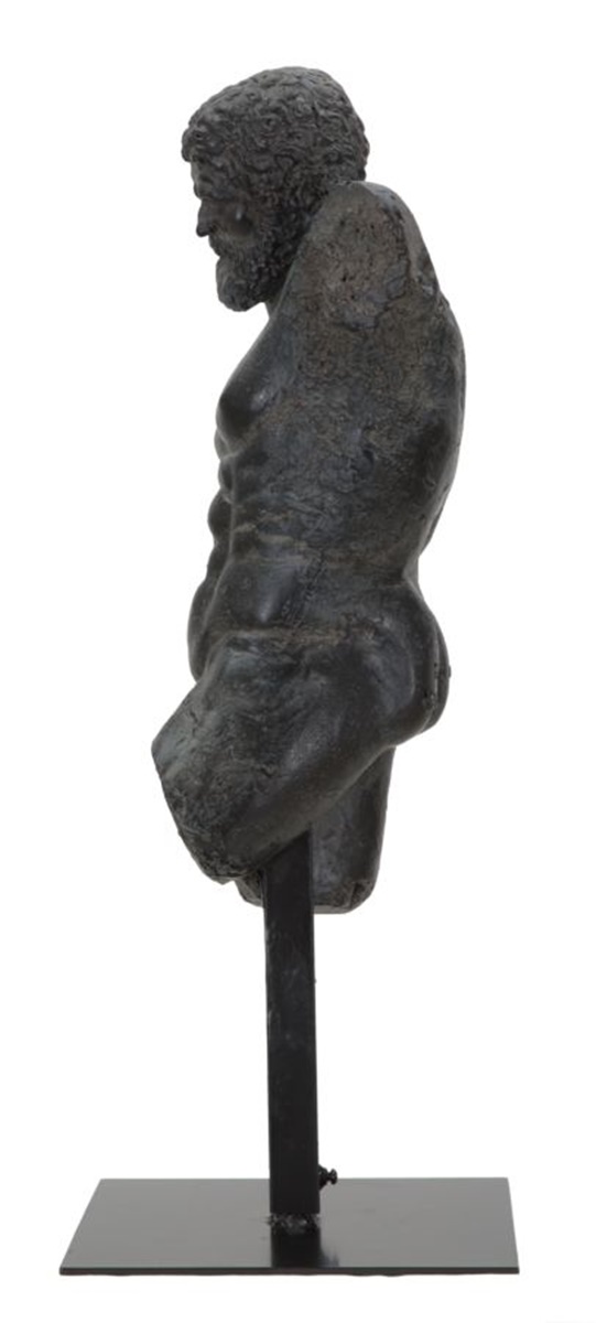 Dekofigur klassische Männerbüste Skulptur Torso ohne Arme und Beine Statue schwarz H 57,5 cm