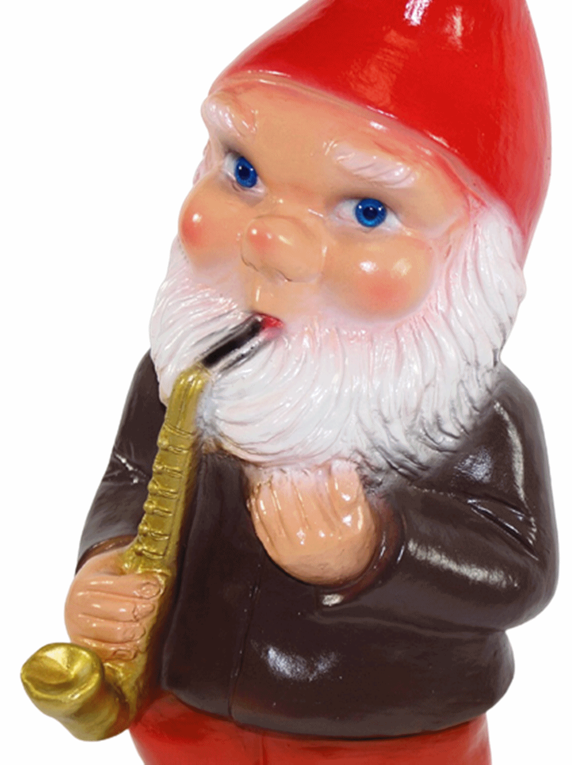 Gartenzwerg Deko Garten Figur Zwerg Musiker mit Saxophon stehend aus Kunststoff Höhe 35 cm