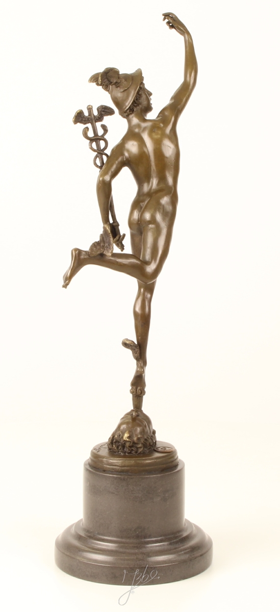 Bronzefigur Hermes H 43 cm griechische Mythologie Bronzeskulptur Bronze Figur aus Bronze