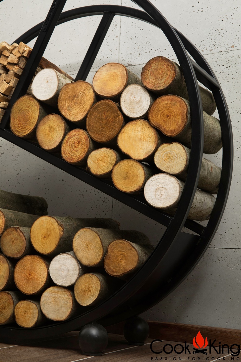 Kaminholzregal "Diego" H 82 cm Holzregal für Kaminholz Kaminholzablage aus Stahl Kaminholzständer
