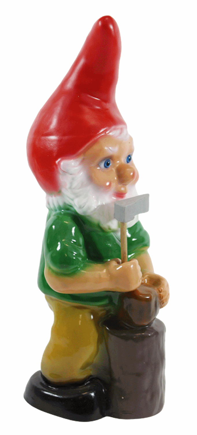 Gartenzwerg Deko Garten Figur Zwerg Holzhacker stehend mit Axt in Hand aus Kunststoff H 33 cm