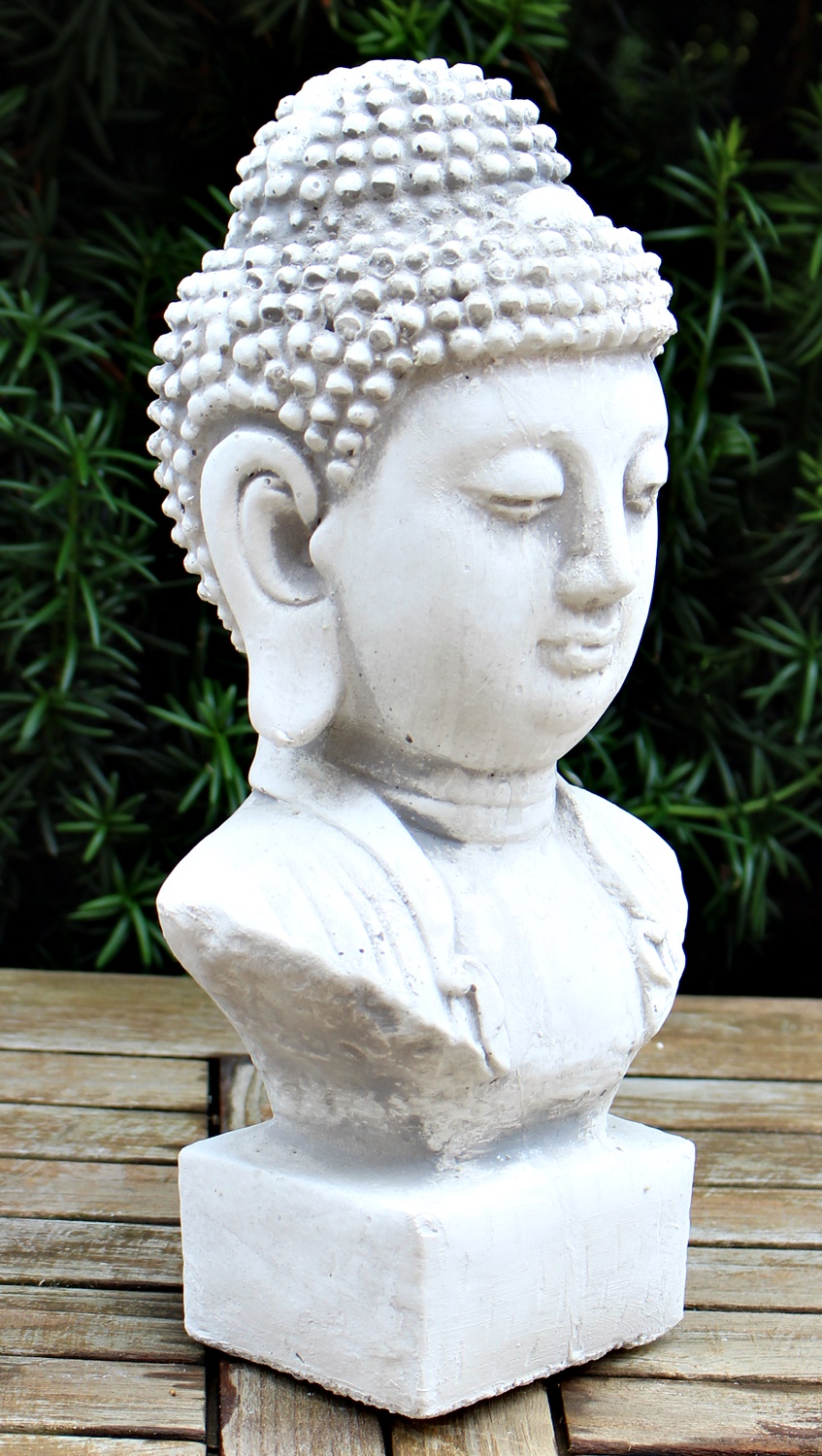 Beton Figur Staute Büste Buddha H 31 cm asiatische Dekofigur und Gartenskulptur
