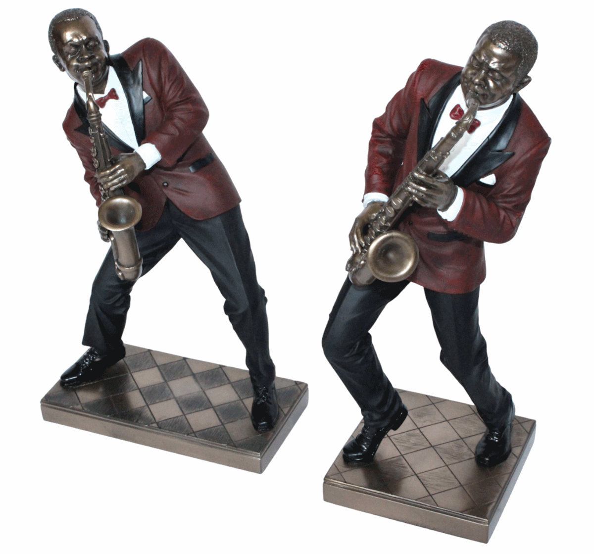 Deko Figuren Jazz Musiker Saxophonisten H 26-28,5 cm mit Alt- und Tenorsaxophon