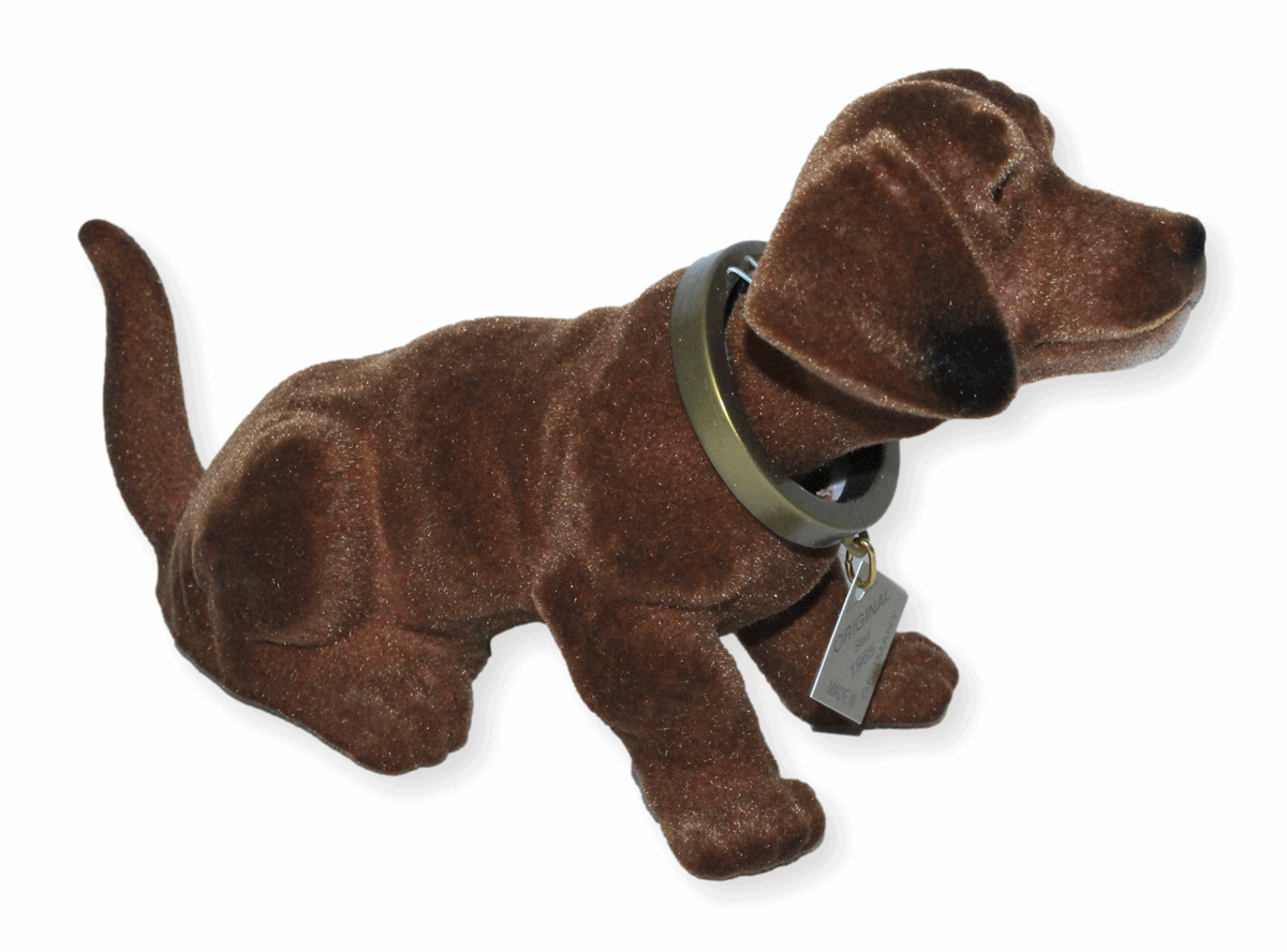 Wackel Dackel Figur Hund Dackel Wackelfigur H 10 cm klein sitzend mit Wackelkopf Original