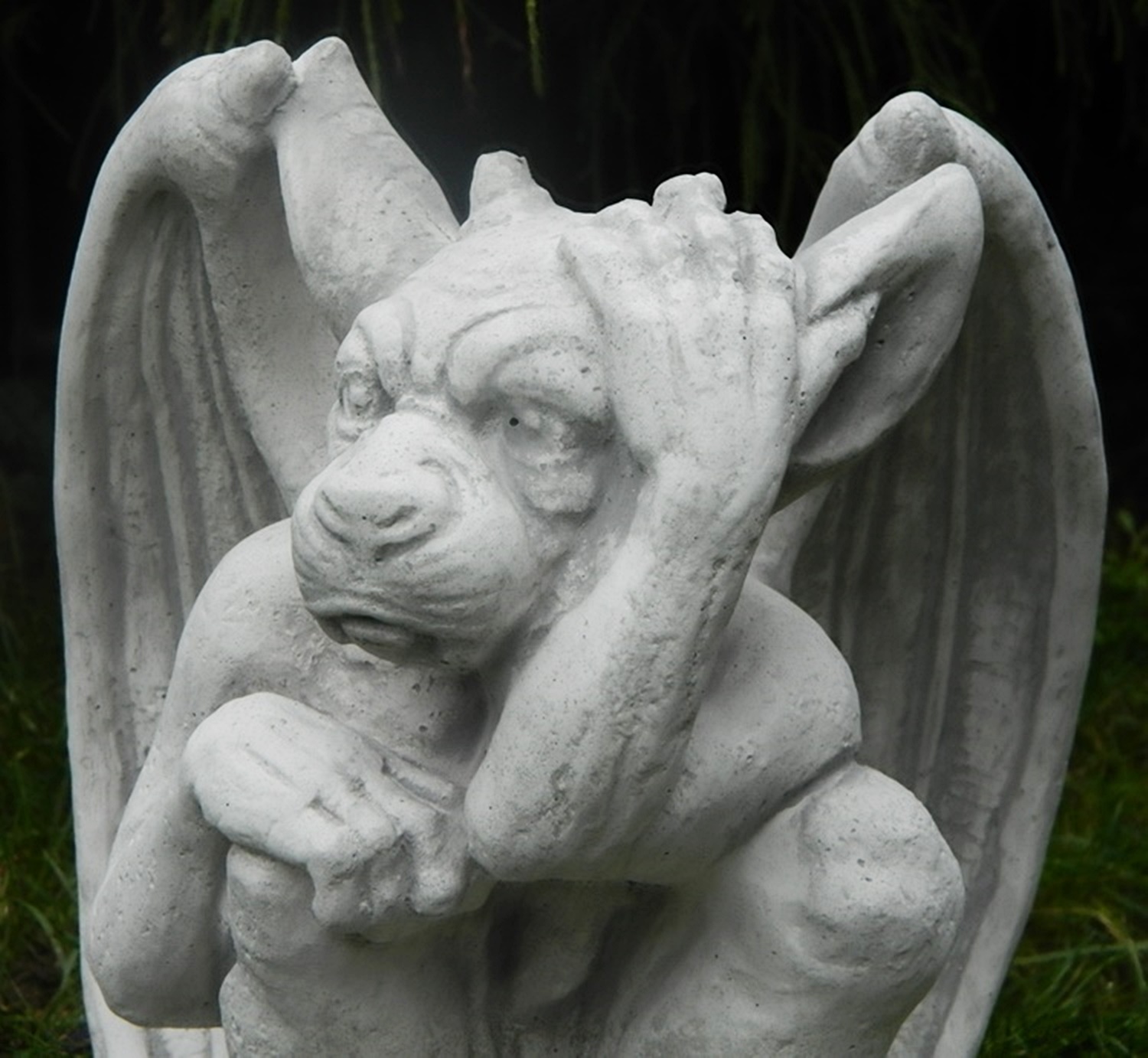 Beton Figur Drache Gargoyle Torwächter H 27 cm Dekofigur und Gartenskulptur