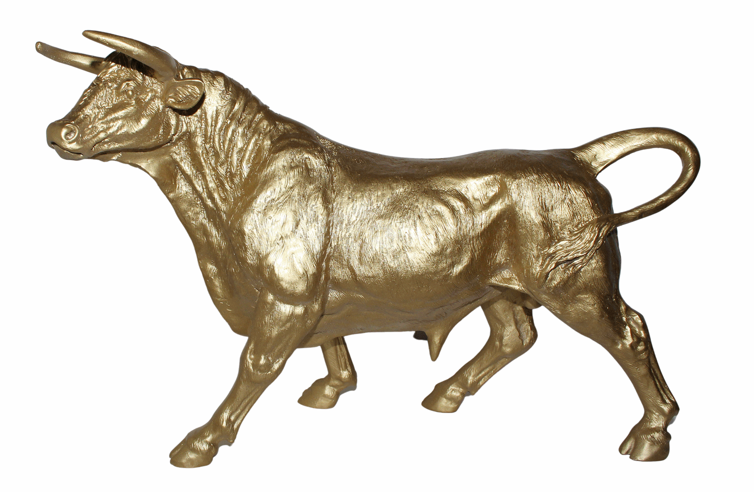 Dekofigur goldener Stier stehend H 27 cm Tierfigur Bulle aus Kunstharz Deko Figur Skulptur