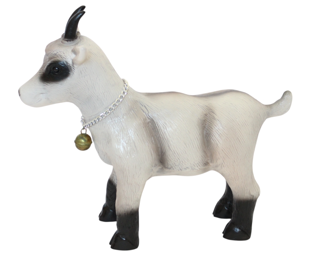 Gartenfigur Ziegenbock stehend - Deko Tierfigur aus Kunststoff, Garten & Innenbereich, Länge 37 cm