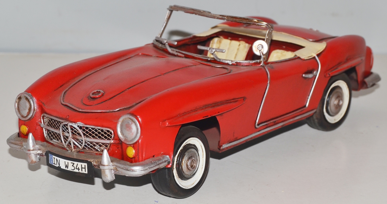 Blechauto Nostalgie Modellauto Oldtimer Mercedes-Benz 190 SL Cabrio aus Blech L 30 cm