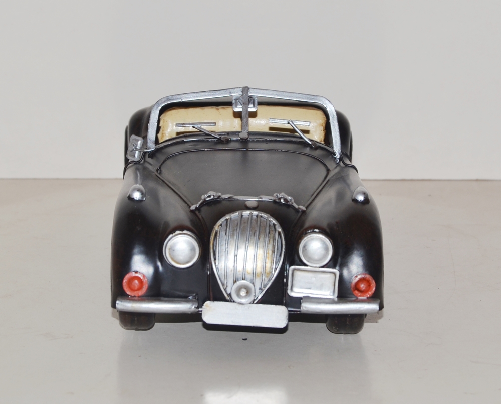 Blechauto Nostalgie Modellauto Jaguar XK 120 Cabrio in schwarz Oldtimer L 30 cm aus Blech