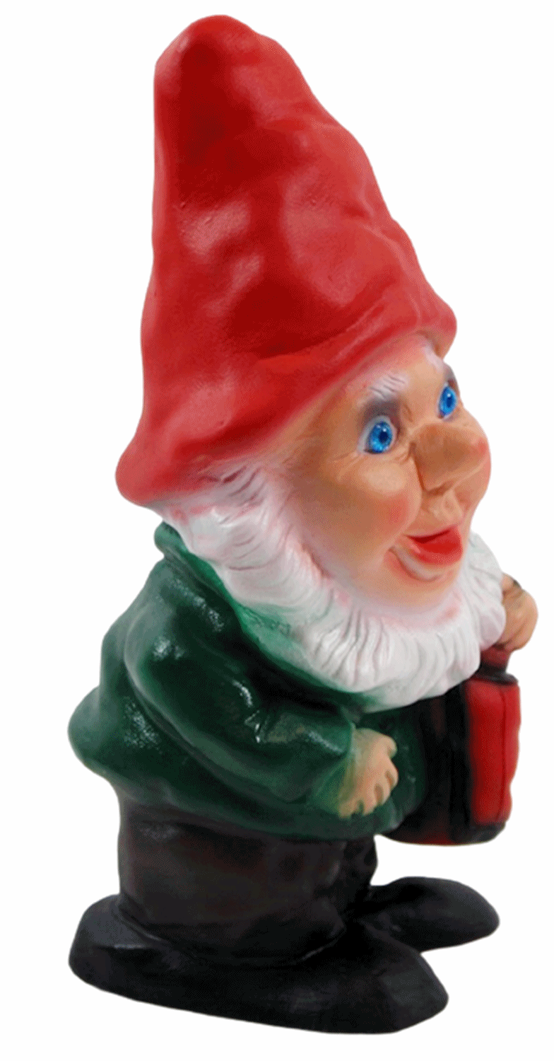 Deko Figur Zwerg H 19 cm Gartenzwerg mit Laterne stehend Gartenfigur aus Kunststoff
