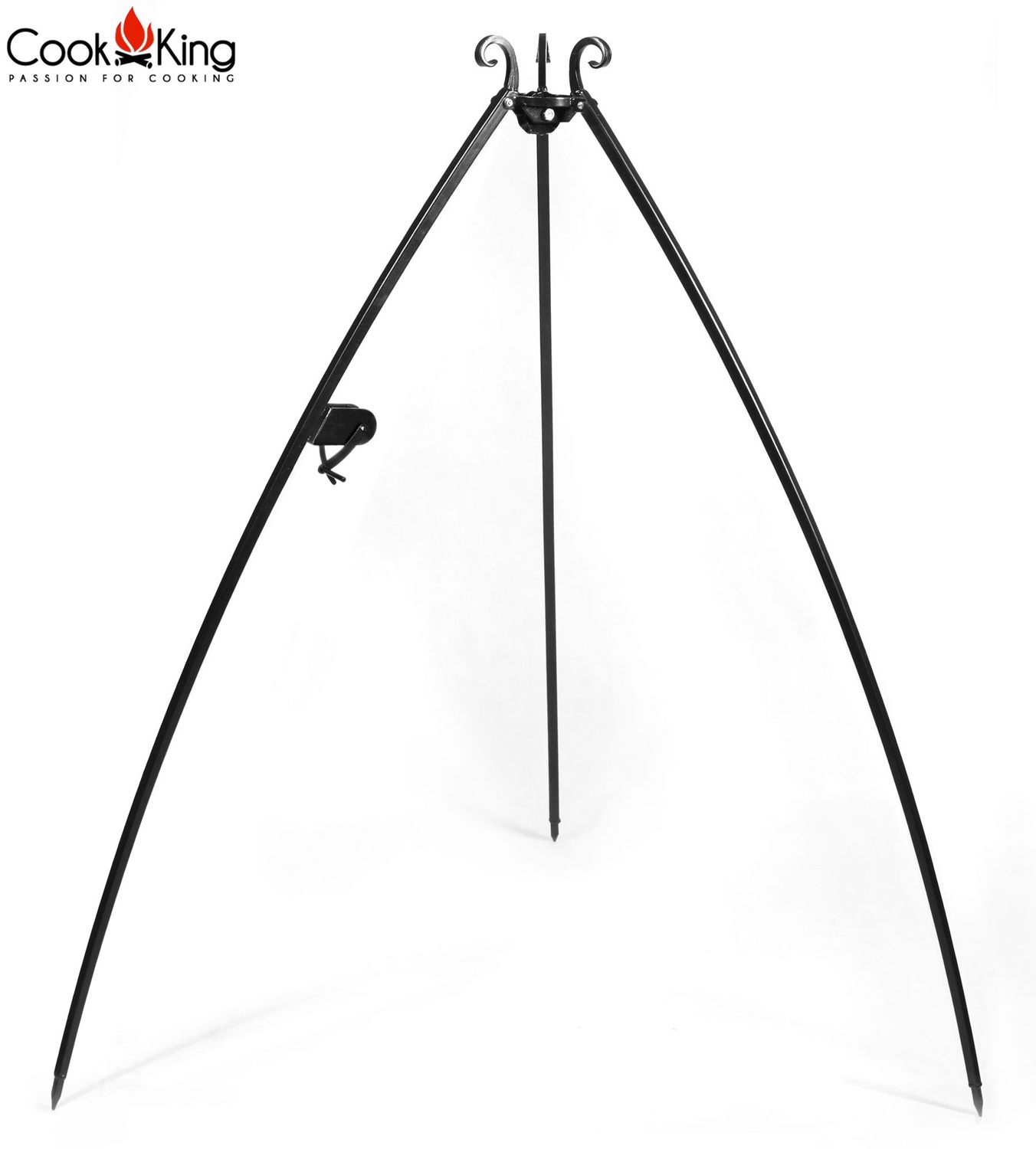 Dreibein Gestell mit Kurbel H 200 cm aus Naturstahl Grill Tripod Grillständer Schwenkgrill
