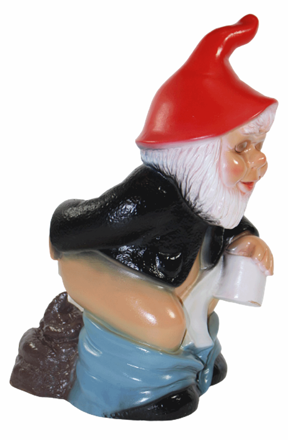 Gartenzwerg Deko Garten Figur Zwerg stehend Scheißerle mit Toilettenpapier aus Kunststoff H 32 cm