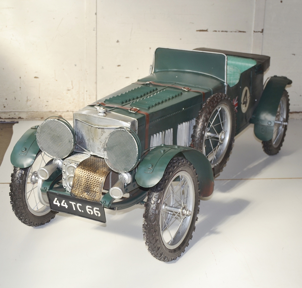 Blechauto Nostalgie Modellauto Oldtimer Automarke Bentley Blower Roadster Modell aus Blech L 140 cm
