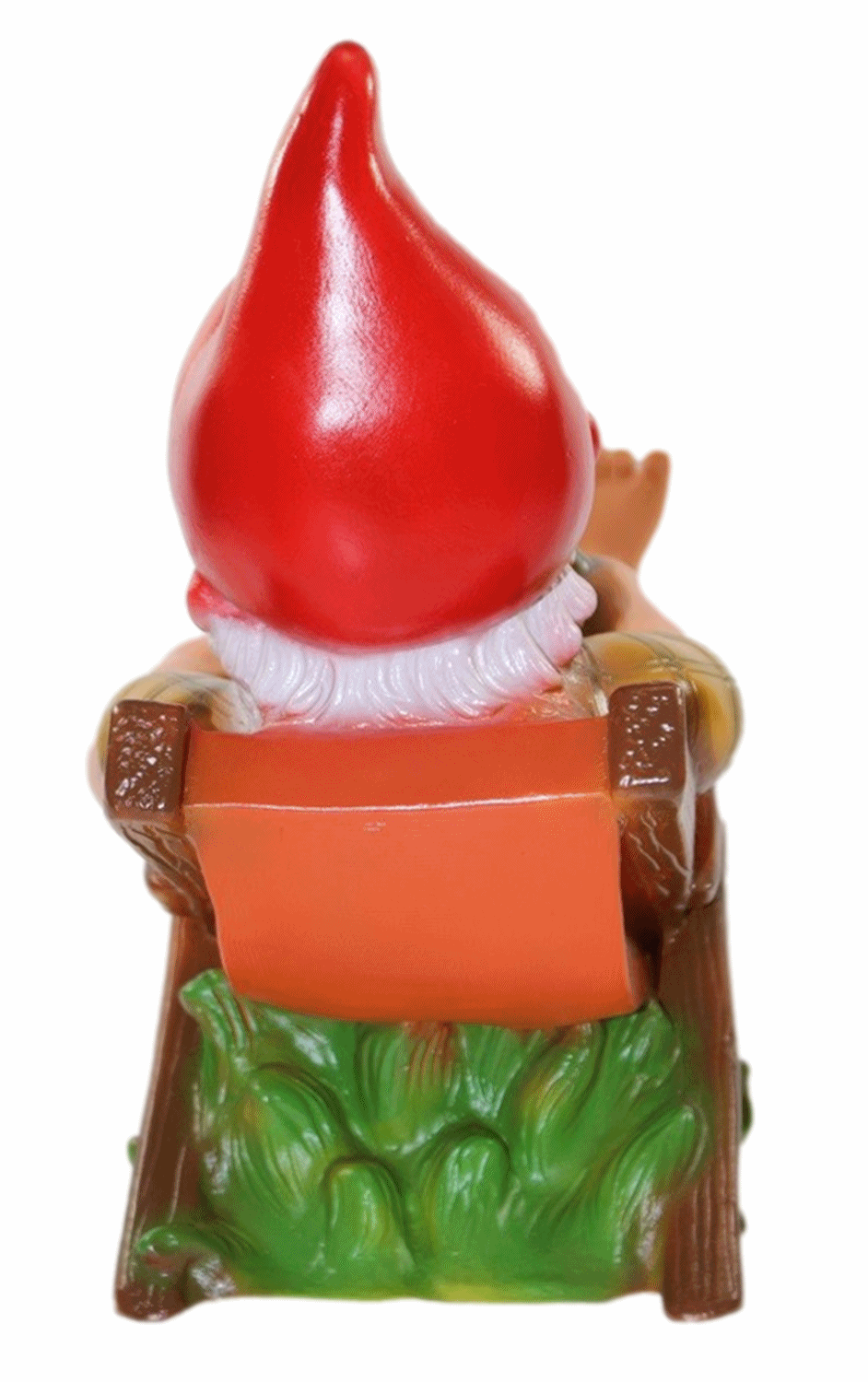 Deko Figur lustiger Zwerg H 31 cm Spaß Gartenzwerg auf Liegestuhl Gartenfigur aus Kunststoff