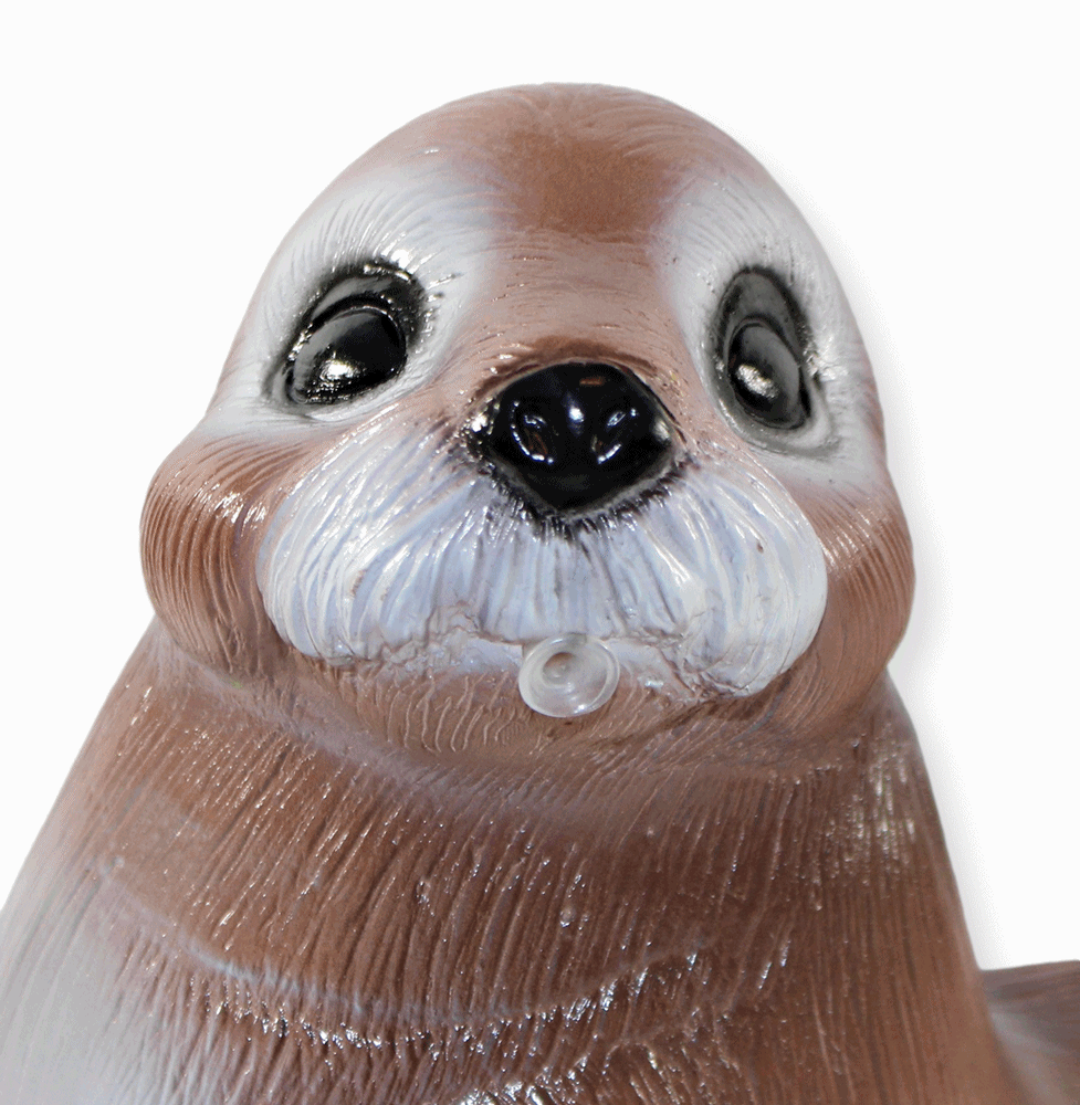 Deko Figur Gartenfigur Tierfigur Robbe als Wasserspeier (ohne Pumpe) aus Kunststoff Höhe 30 cm