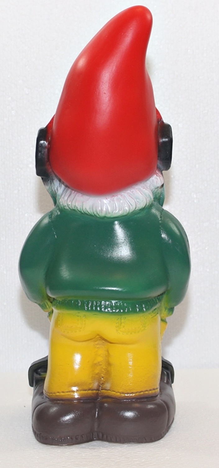 Gartenzwerg stehend Cool Zwerg mit Radio und Brille H 34 cm  Scherz Bewegungsmelder Pfiff Ha-Ha