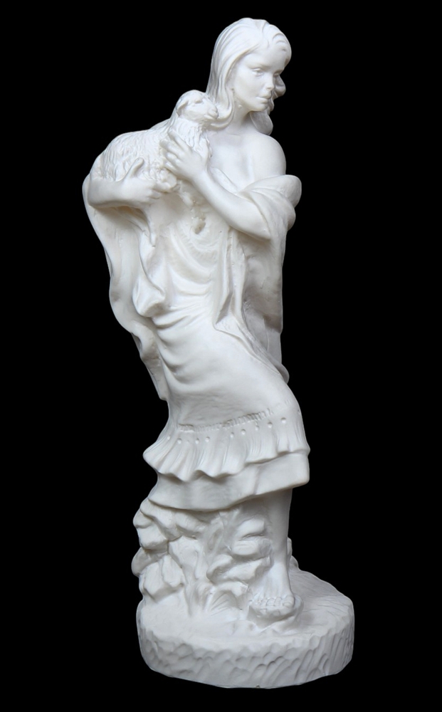Deko Figur Statue junge Frau Pastora stehend H 40 cm klasische Skulptur Gartenfigur aus Kunststoff