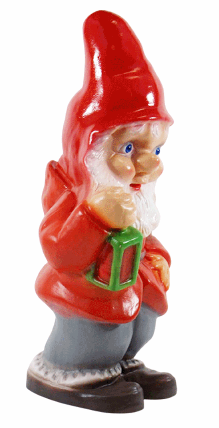 Gartenzwerg Deko Garten Figur Zwerg mit Laterne stehend aus Kunststoff Höhe 33 cm