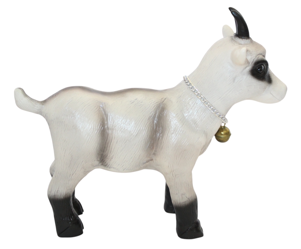 Gartenfigur Ziegenbock stehend - Deko Tierfigur aus Kunststoff, Garten & Innenbereich, Länge 37 cm