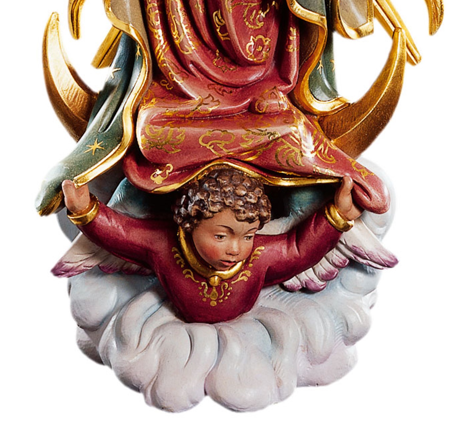 Heiligenfigur Madonna von Guadalupe H 12 cm Gnadenbild der Heiligen Maria Statue aus Ahornholz