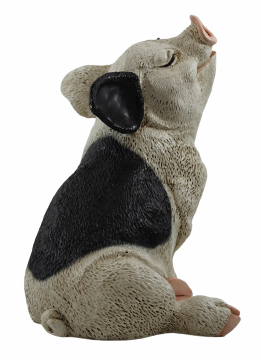 Figur Schwein Ferkel sitzend nach oben schauend gefleckt Kollektion Castagna aus Resin H 19 cm