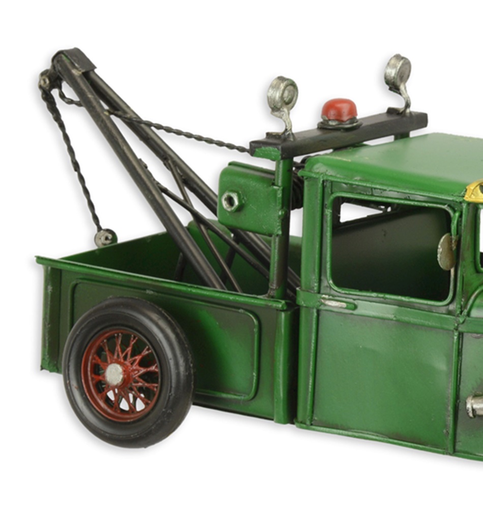 Blechmodell Nostalgie Hot Rod Abschleppwagen in grün aus Blech L 32 cm Deko Modellfahrzeug