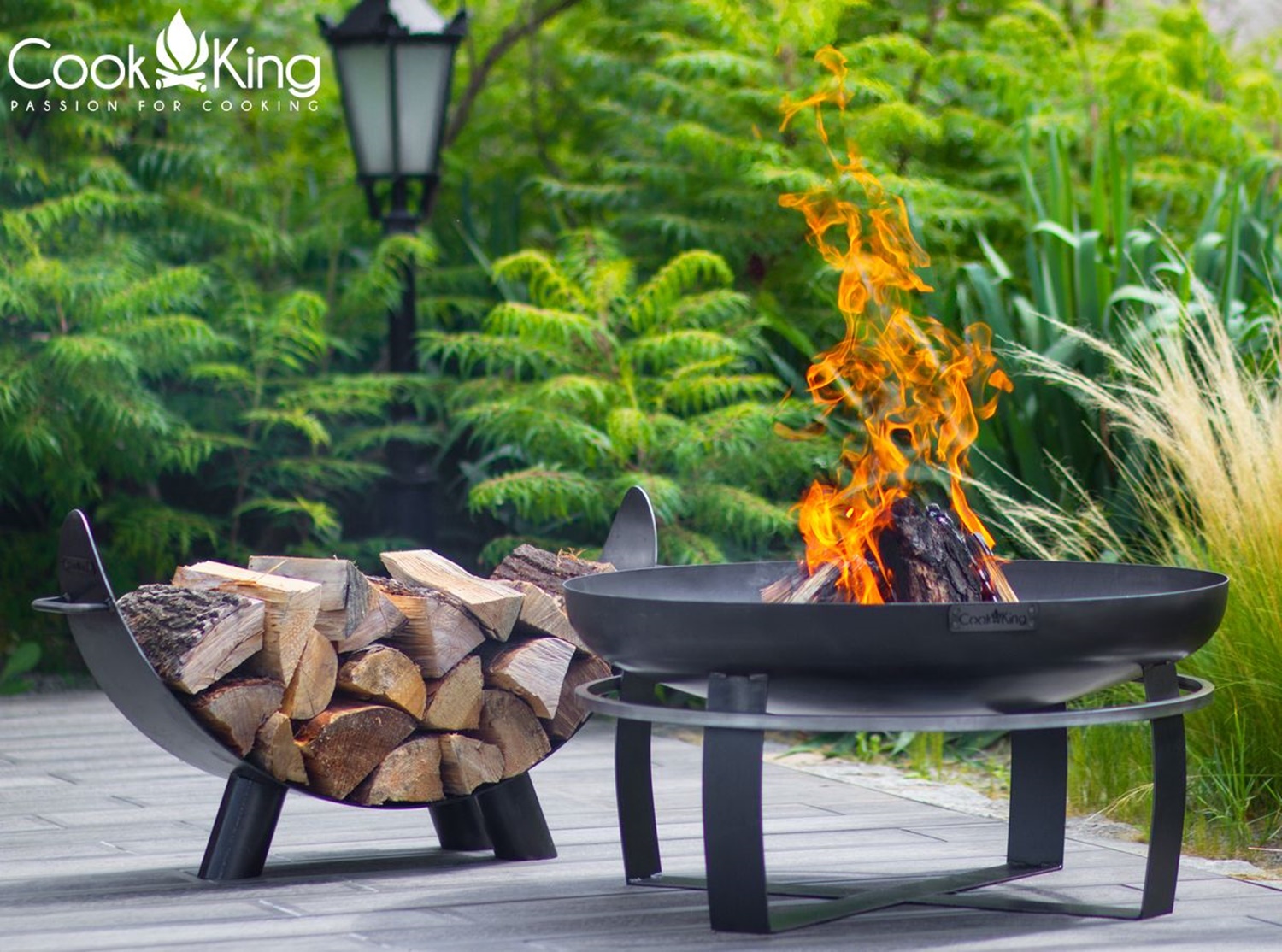 Feuerschale "Viking" Ø 100 cm Feuerstelle für Garten aus Stahl Feuerkorb als Wärmequelle oder Grill