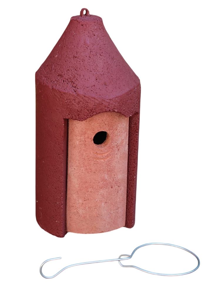 Naturschutzprodukt Nisthöhle Typ 2M mit FG Aufhängung Nisthilfe Flugloch 26 mm in rot