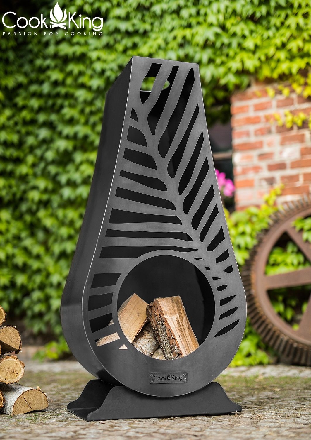 Gartenkamin "Lima" Gartenofen H 108cm zum Heizen und Grillen Terrassenofen aus Naturstahl Kamin Ofen