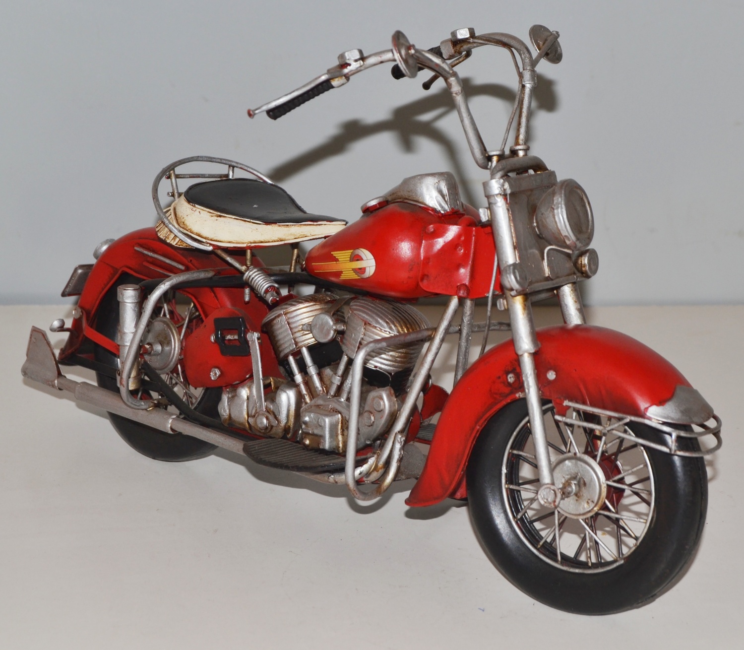 Blechmotorrad Nostalgie Modellauto Oldtimer Marke Harley-Davidson Motorrad USA aus Blech L 33 cm
