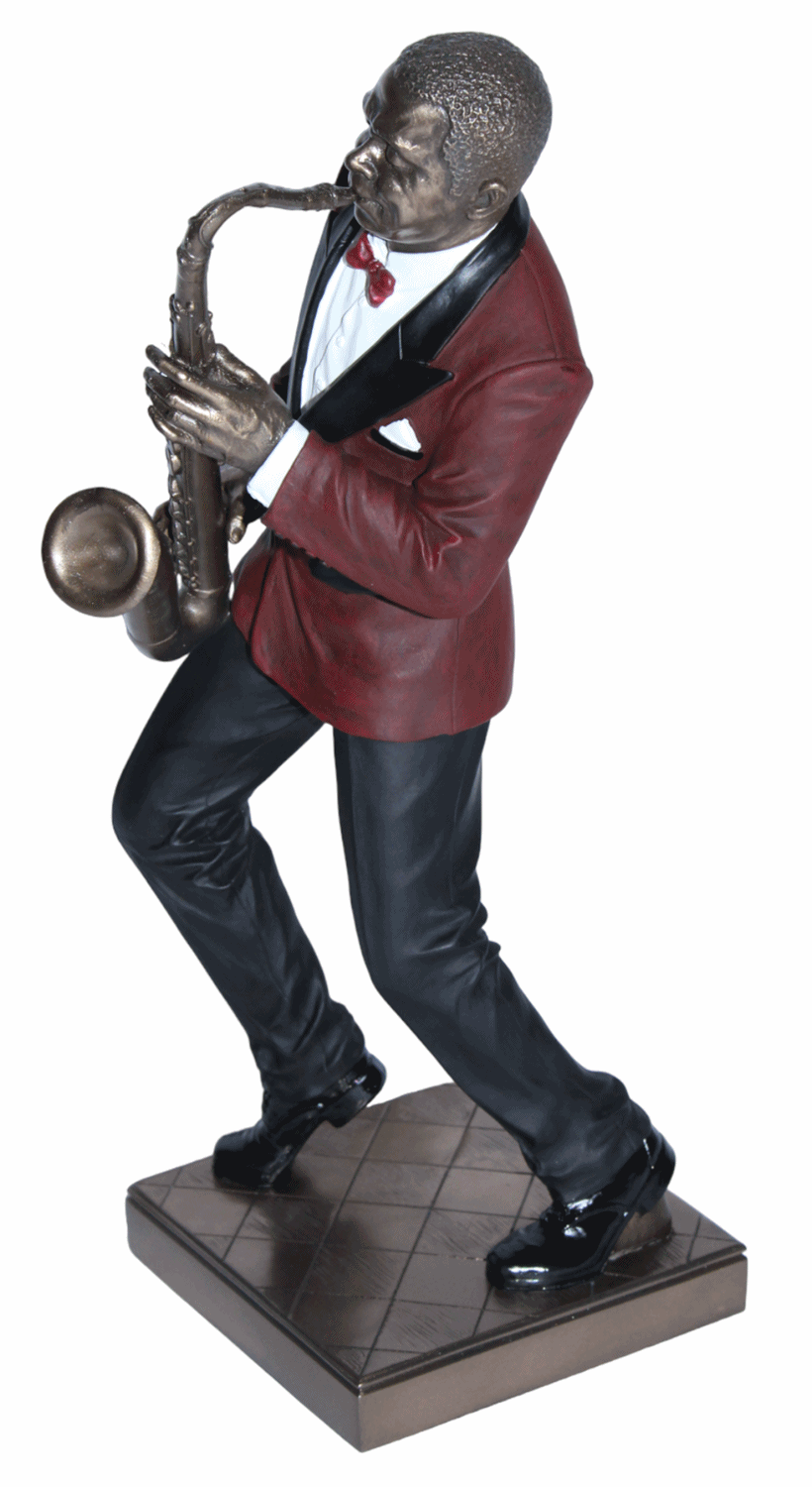 Deko Figur Jazz Musiker Saxophonist H 28,5 cm Jazz Band Dekofigur mit Tenorsaxophon