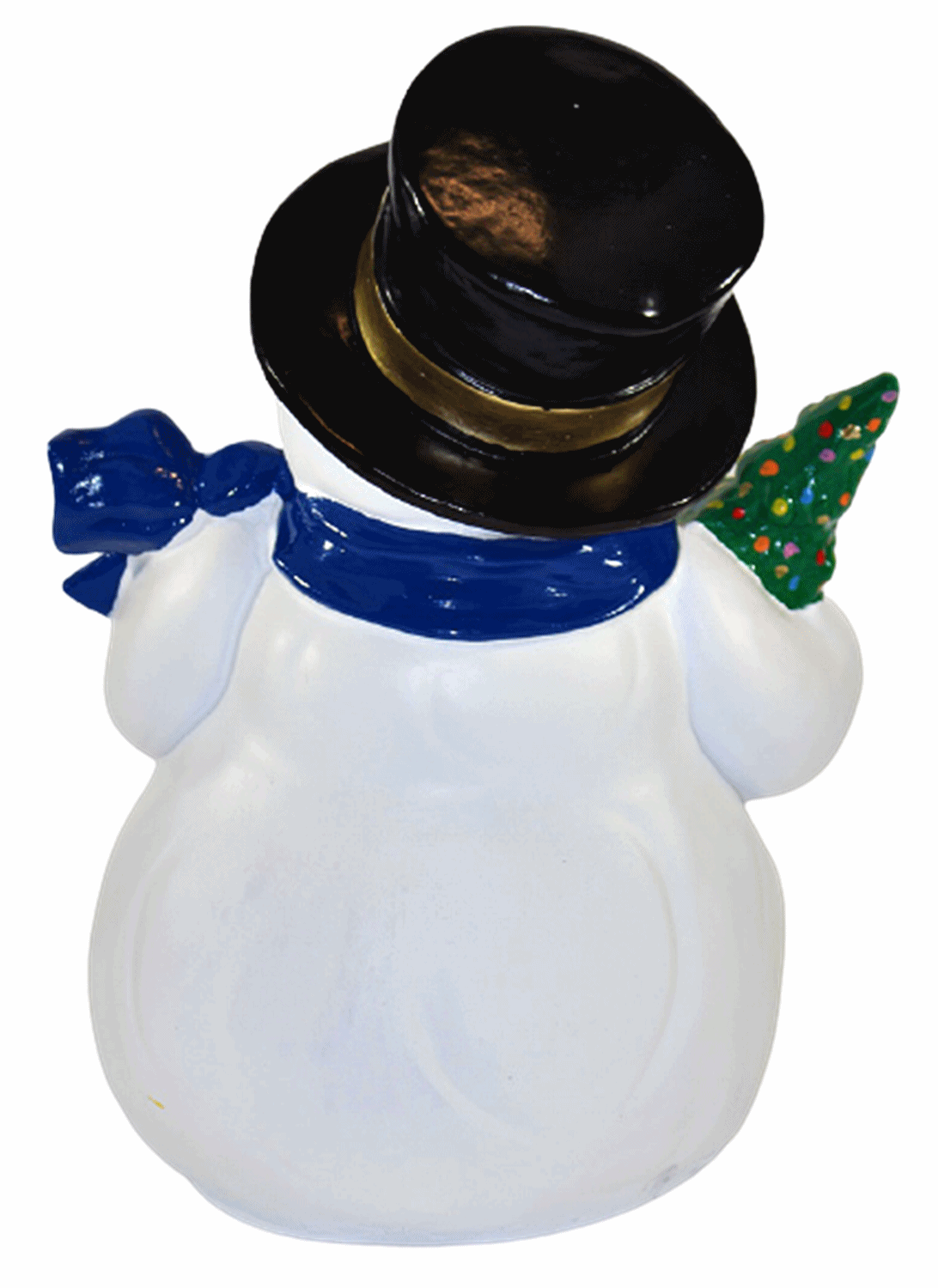 Dekorationsfigur Winterfigur Schneemann mit Tannenbaum H 32 cm Deko Figur aus Kunstharz